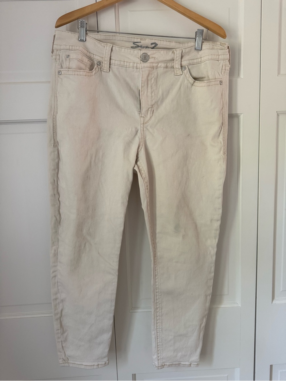 Seven7 Women's Cream-White Skinny Jeans